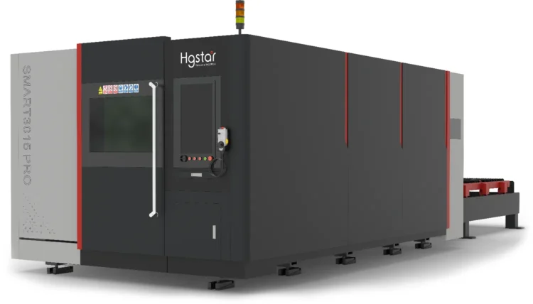 Лазерный станок HGTECH с защитной кабиной и сменным столом для резки листов металла серии SMART PRO