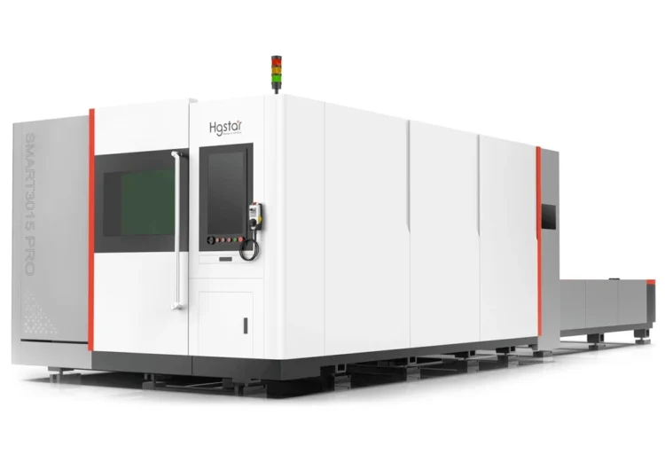 Лазерный станок HGTECH с защитной кабиной и сменным столом для резки листов металла серии SMART PRO